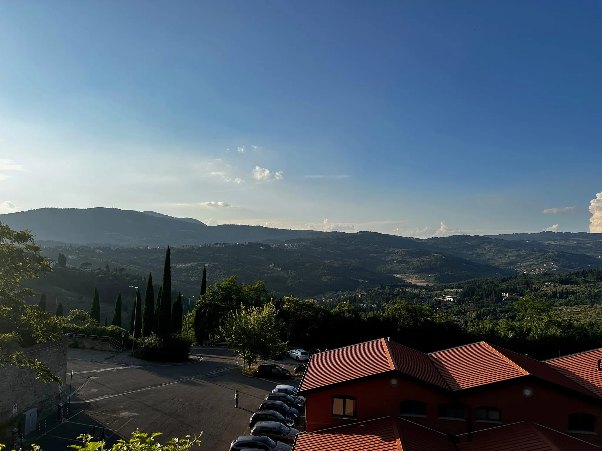 Green hills outside Florence at sunset