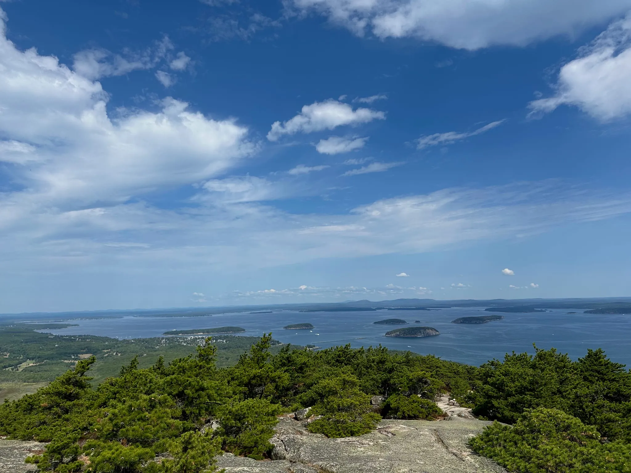 Islands in the bay below Cadillac Mountain in Acadia