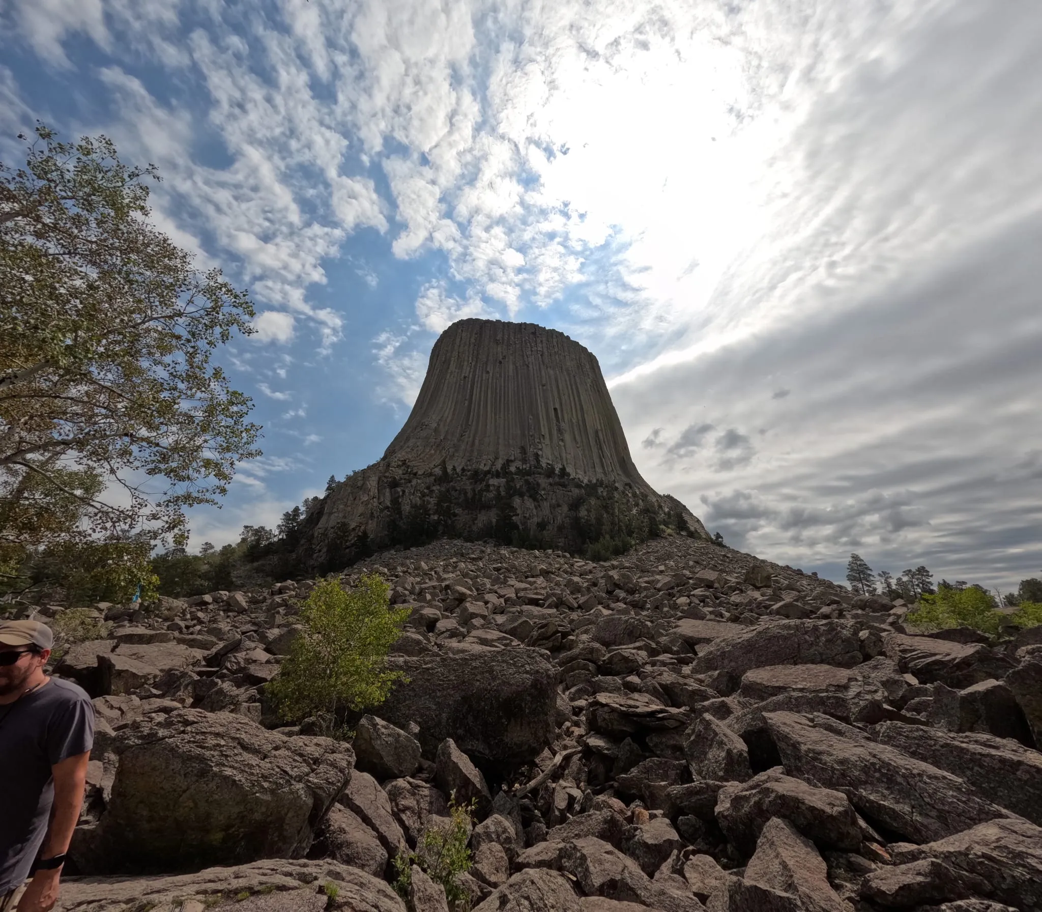 Devils Tower above a field of boulders