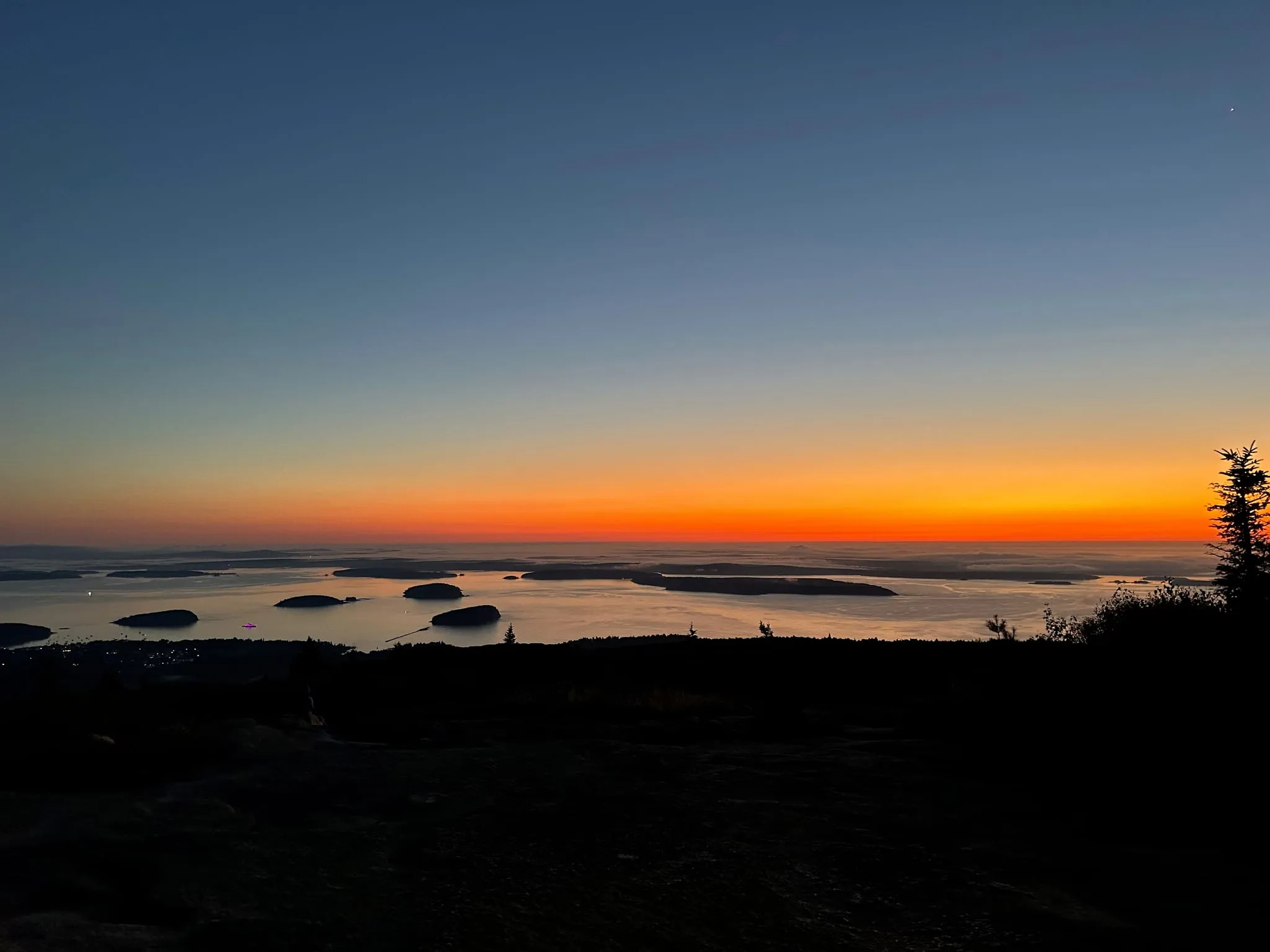 Sunrise over the islands from Cadillac Mountain
